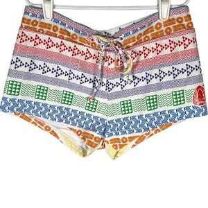 Disney Girls Aulani Multi Patterned Swim Shorts Size L Blue Red Green Boho